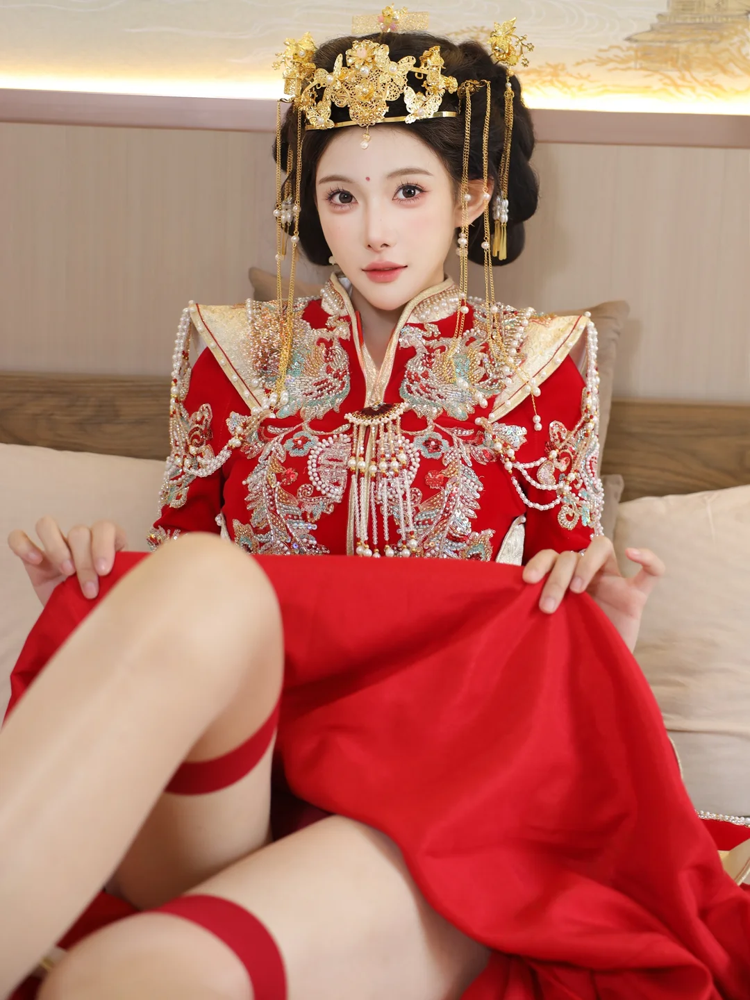 梨霜儿 - No.004 新娘红装 [113P-2.3GB] tg@simisebaisi 【丝足阁】055.webp